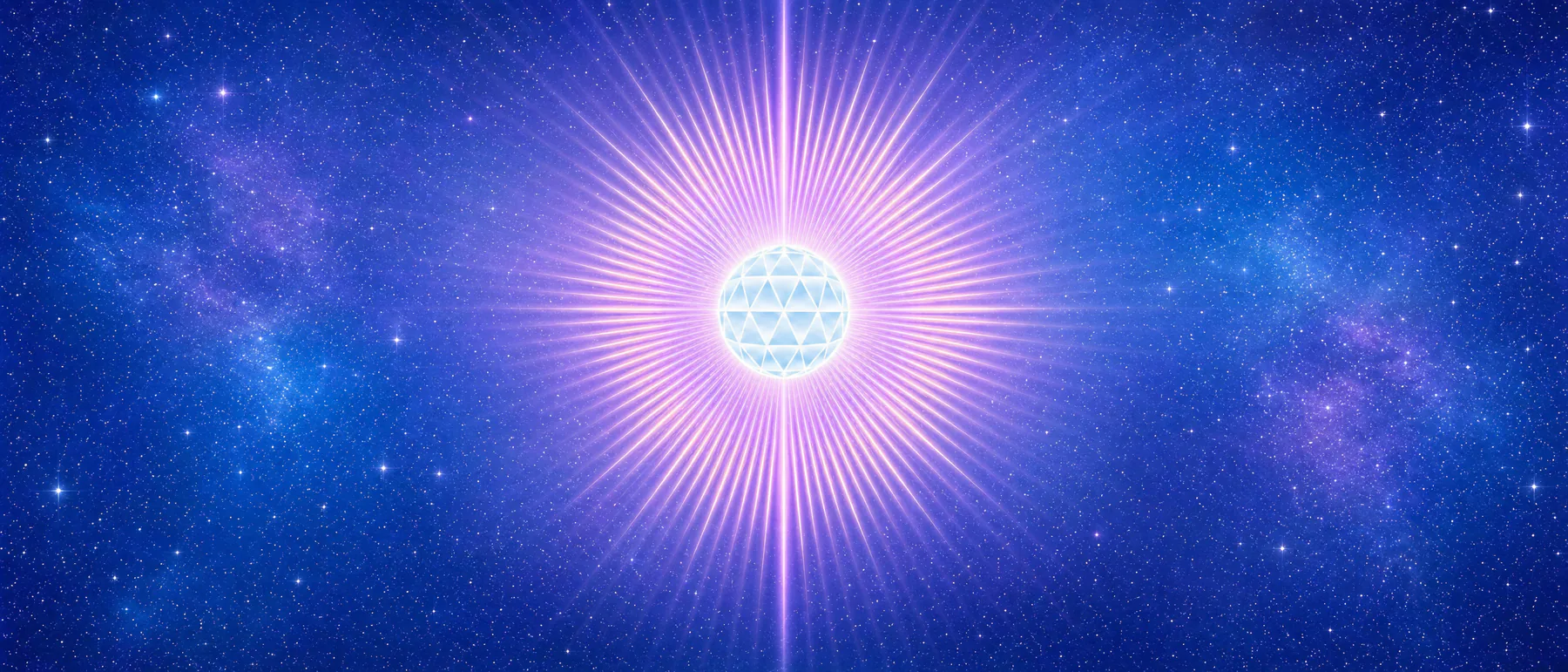 Esfera de luz irradiando en un cielo estrellado